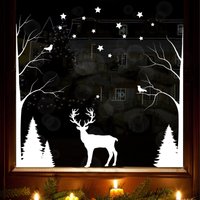 Fensterbild Weihnachten Winter Weißer Hirsch Mit Bäumen Fensteraufkleber Weihnachtsdekoration Wiederverwendbar Fensterbild Weihnachten Winter Weißer Hirsch Mit Bäumen Fensteraufkleber Weihnachtsdekoration Wiederverwendbar von WandtattooLoftBaltic