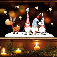 Fensterbild Winter Weihnachten Elch Mit Zwergen Schlitten Winterliche Fensterdeko Wiederverwendbar Fensterbild Winter Weihnachten Elch Mit Zwergen Schlitten Winterliche Fensterdeko Wiederverwendbar von WandtattooLoftBaltic