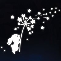 Leuchtaufkleber Kinderzimmer Hase Pusteblume Und Sternen Leuchtsterne Leuchten Im Dunklen von WandtattooLoftBaltic