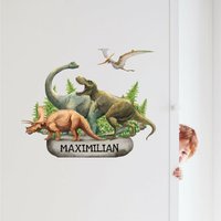 Türaufkleber Wandtattoo Dinosaurier Mit Namen Kinderzimmer Sticker Kind von WandtattooLoftBaltic