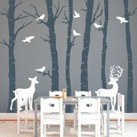 Wandtattoo Kinderzimmer Birkenstämme Hirsch Reh 2Farbig Dekoration Baumstämme Birken Wandtattoo Kinderzimmer Birkenstämme Hirsch Reh 2Farbig Dekoration Baumstämme Birken von WandtattooLoftBaltic