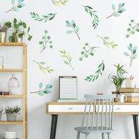 Wandtattoo Kinderzimmer Wohnzimmer Grüne Zweige Blätter Palmenblätter Bunt von WandtattooLoftBaltic