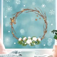 Wiederverwendbar Fensterbild Weihnachten Kranz Aus Zweigen Mit Tannengrün Und Baumwolle Holzoptik Wiederverwendbar Wiederverwendbar Fensterbild Weihnachten Kranz Aus Zweigen Mit Tannengrün Und Baumwolle Holzoptik Wiederverwendbar von WandtattooLoftBaltic