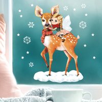 Wiederverwendbares Fensterbild Weihnachten Winter Reh Und Fee Fensteraufkleber Wiederverwendbares Fensterbild Weihnachten Winter Reh Und Fee Fensteraufkleber von WandtattooLoftBaltic