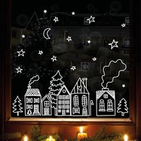 Wiederverwendbares Fensterbild Weihnachten Winterstadt Skyline Fensterdeko Wiederverwendbar Fensterfolie Wiederverwendbares Fensterbild Weihnachten Winterstadt Skyline Fensterdeko Wiederverwendbar Fensterfolie von WandtattooLoftBaltic