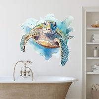 Wandtattoo Schildkröte Badezimmer Aufkleber, Wandsticker Nordsee | Wandaufkleber Bad, Tür, Fliesenaufkleber von WandtattooSchatze