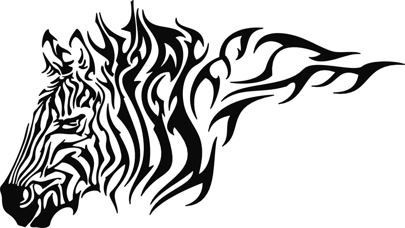 Wandtattoodesign Wandtattoo Aufkleber Flammen Zebra, Afrika Größe 100x60cm Wandsticker (1 St), Selbstklebend, Rückstandlos wieder entfernbar von Wandtattoodesign