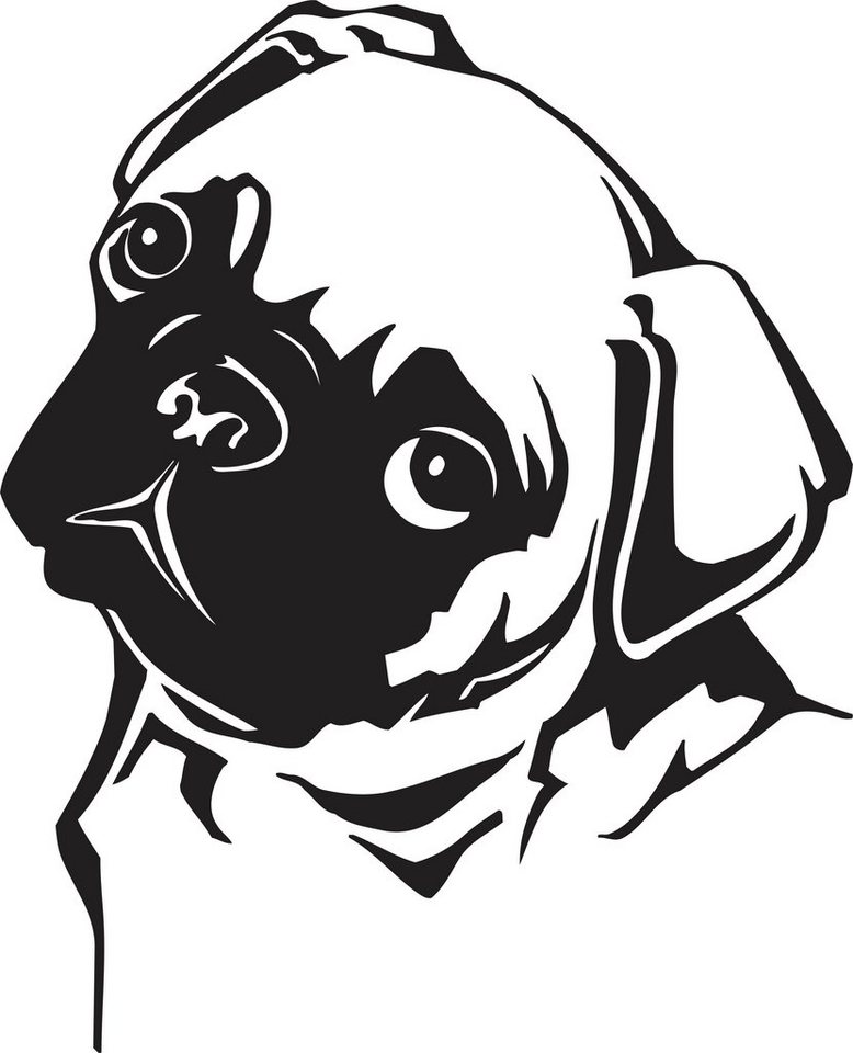 Wandtattoodesign Wandtattoo Aufkleber Hund Mops Kopf Nr. 2 Größe 60x75cm Wandsticker (1 St), Selbstklebend, Rückstandlos entfernbar von Wandtattoodesign