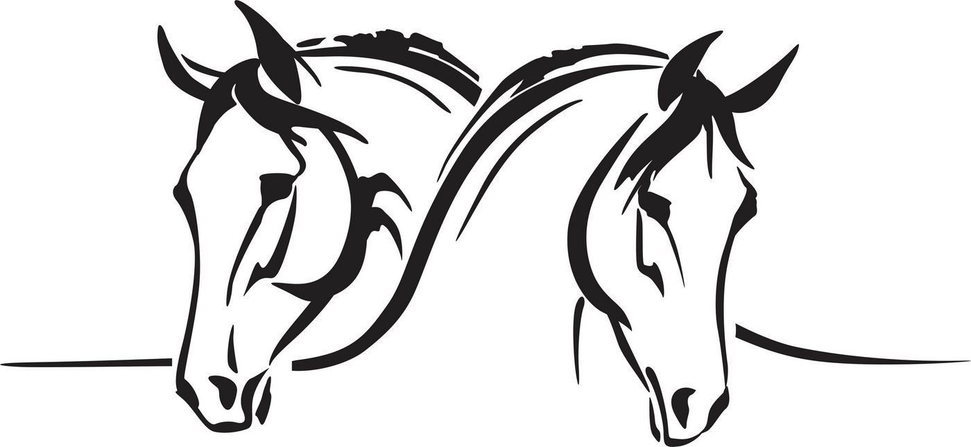 Wandtattoodesign Wandtattoo Aufkleber zwei Pferdeköpfe, Wandtattoo Pferd, Pferde 60x130cm (1 St), Selbstklebend von Wandtattoodesign