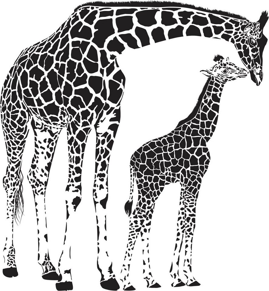 Wandtattoodesign Wandtattoo Wandaufkleber Giraffe Giraffenfamilie Mutter und Kind Sticker (1 St), Selbstklebend, rückstandlos entfernbar von Wandtattoodesign