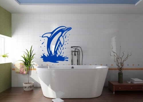 Wandtattooladen Wandtattoo - Delfin springend Größe:80x60cm Farbe: azurblau von Wandtattooladen