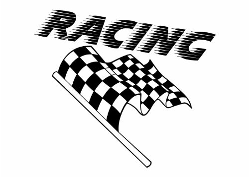 Wandtattooladen Wandtattoo - Racing mit Rennflagge Größe:30x26cm Farbe: dunkelblau von Wandtattooladen