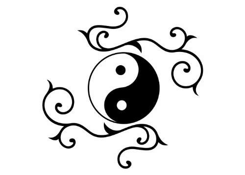 Wandtattooladen Wandtattoo - Yin Yang mit Ornament Größe:70x70cm Farbe: schwarz von Wandtattooladen