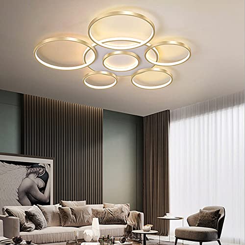 Wandun 106W LED Ceiling Light Modern Living Room Lamp 7-Ring Design Dimmable Ceiling Lamp with Remote Control Interior Lighting Ceiling Light Bedroom Dining Room Kitchen Office Decorative Chandelier ( von Wandun