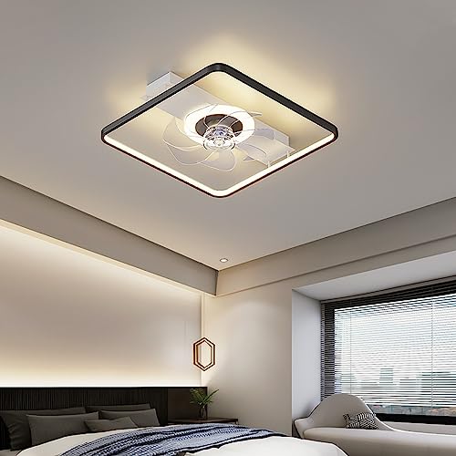 Wandun 45W Deckenventilator mit Beleuchtung und Fernbedienung, dimmbare LED Deckenleuchte mit Ventilator, LED Leise Reversibel Deckenventilator Mit Lampe, für Schlaf- und Esszimmer, 6-Gang, Timer (Co von Wandun