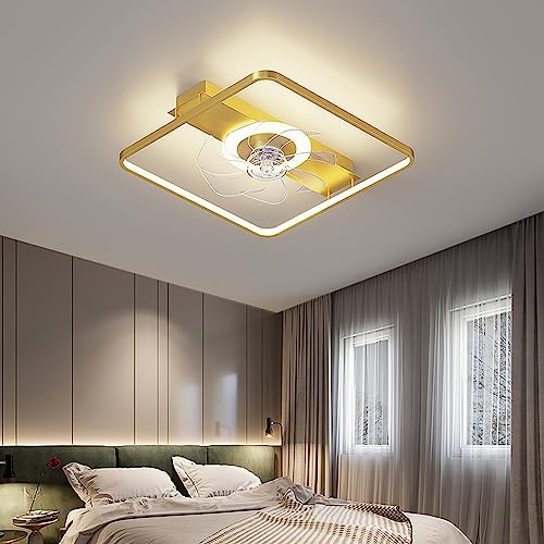 Wandun 45W Deckenventilator mit Beleuchtung und Fernbedienung, dimmbare LED Deckenleuchte mit Ventilator, LED Leise Reversibel Deckenventilator Mit Lampe, für Schlaf- und Esszimmer, 6-Gang, Timer (Co von Wandun