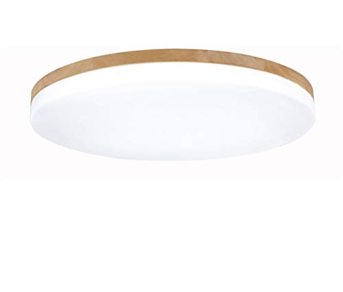 Wandun Deckenleuchte Holz Wohnzimmer Lampe Rund Flach Wohnzimmerlampe Holzlampe Eiche Deckenlampe Schlafzimmer Vintage Leuchte Decken Licht Mit Led Zimmerlampe von Wandun