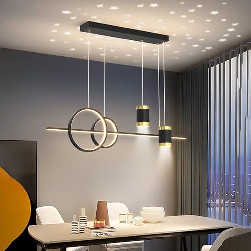 Wandun Esszimmerlampen Esstischlampe LED Pendelleuchten 45W Höhenverstellbar Designer Hängeleuchte Dimmbar Mit Fernbedienung Hängelampe Wohnzimmer Esszimmer Esstisch Küchen, Ø100 cm (Schwarz & Gold) von Wandun