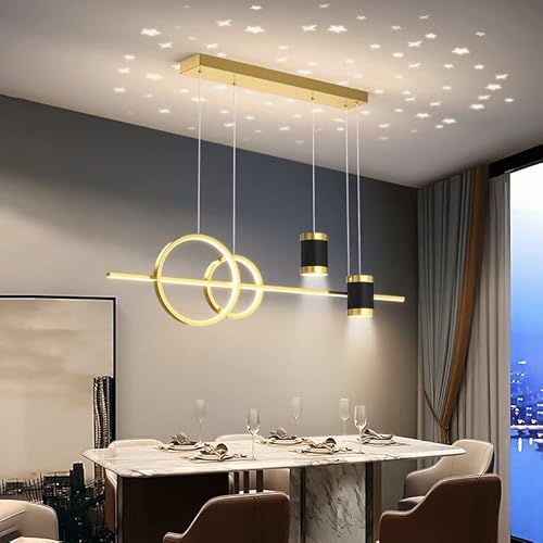 Wandun Esszimmerlampen Esstischlampe LED Pendelleuchten 45W Höhenverstellbar Designer Hängeleuchte Dimmbar Mit Fernbedienung Hängelampe Wohnzimmer Esszimmer Esstisch Küchen, Ø100 cm (Schwarz & Gold) von Wandun