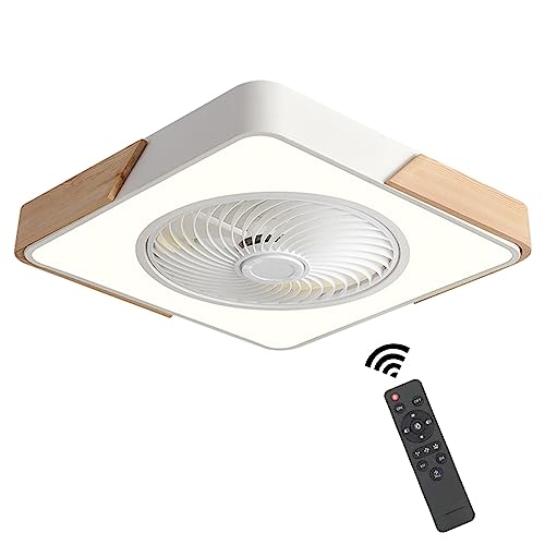 Wandun Holz Deckenventilator mit Beleuchtung LED Licht, 36W Invisible Fan Deckenleuchte Dimmbar mit Fernbedienung, Timer Leise Ventilator Lampe, Deckenlampe für Schlafzimmer Esszimmer Wohnzimmer (Col von Wandun