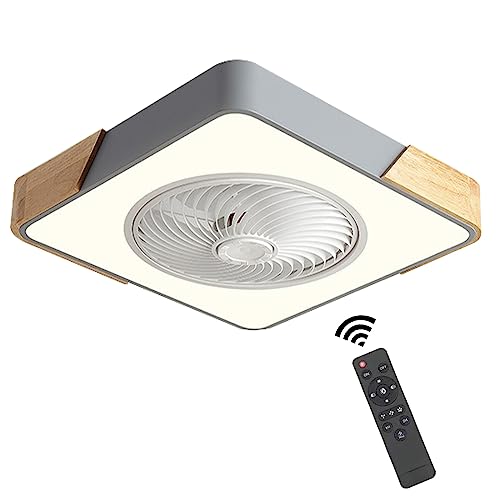 Wandun Holz Deckenventilator mit Beleuchtung LED Licht, 36W Invisible Fan Deckenleuchte Dimmbar mit Fernbedienung, Timer Leise Ventilator Lampe, Deckenlampe für Schlafzimmer Esszimmer Wohnzimmer (Col von Wandun