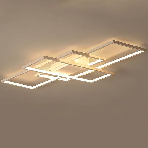 Wandun LED Deckenleuchte, Modern Platz Deckenlampe Wohnzimmerlampe Kinderzimmer Lampe Esszimmer Schlafzimmer Flurlampe Acryl-Schirm weiß/Schwarz lackierte Metallrahmen von Wandun