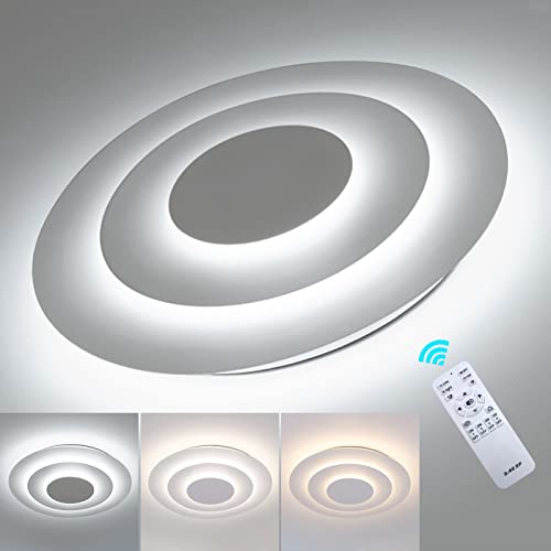 Wandun Modern Led Deckenleuchte Rund, 27W Deckenlampe Dreifache Design Deckenleuchte mit Fernbedienung 3000-6000K Dimmbar Ultra Dünn Lampe für Küche Wohnzimmer Flur Schlafzimmer Badezimmer, Weiß (Siz Wandun Modern Led Deckenleuchte Rund, 27W Deckenlampe Dreifache Design Deckenleuchte mit Fernbedienung 3000-6000K Dimmbar Ultra Dünn Lampe für Küche Wohnzimmer Flur Schlafzimmer Badezimmer, Weiß (Siz von Wandun