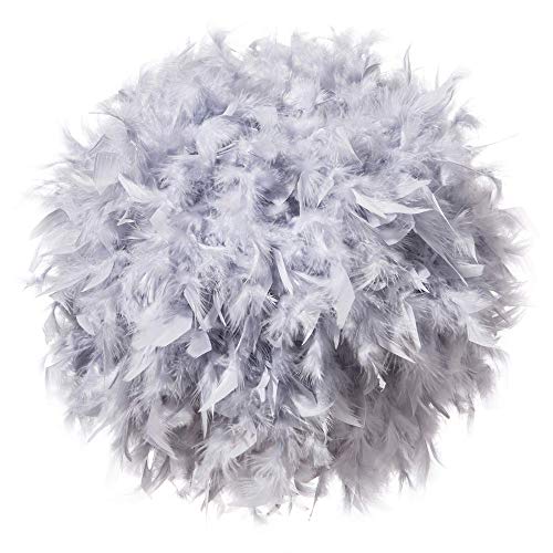 Waneway Feder Lampenschirm für Pendelleuchte Deckenleuchte, Flaumig Verträumt Lichtschatten für Tischlampe oder Stehlampe, Schlafzimmer, Hochzeits oder Party Dekoration, Durchmesser 40cm, Grau Waneway Feder Lampenschirm für Pendelleuchte Deckenleuchte, Flaumig Verträumt Lichtschatten für Tischlampe oder Stehlampe, Schlafzimmer, Hochzeits oder Party Dekoration, Durchmesser 40cm, Grau von Waneway