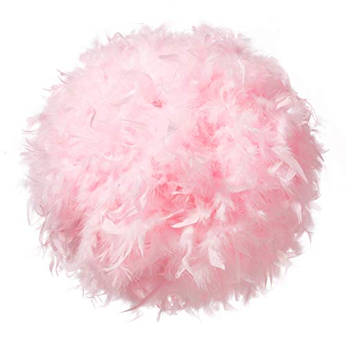 Waneway Feder Lampenschirm für Pendelleuchte Deckenleuchte, Flaumig Verträumt Lichtschatten für Tischlampe oder Stehlampe, Schlafzimmer, Hochzeits oder Party Dekoration, Durchmesser 40cm, Rosa von Waneway