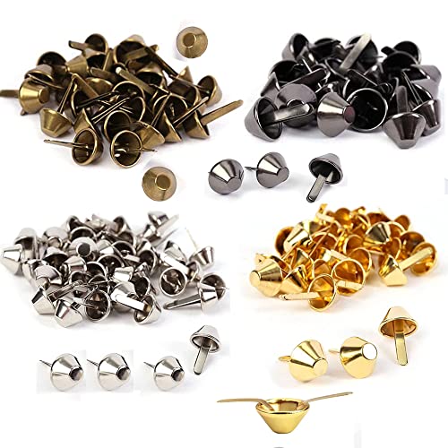 Wanfoou Taschenfüße,120 Stück Taschen Nieten Leder Nieten Cone Studs Rundnieten Standfüße Taschenfüße Pilz Spike Nieten für Lederarbeiten DIY Taschen Leder Kleidung Schuhe, 4 Farben von Wanfoou