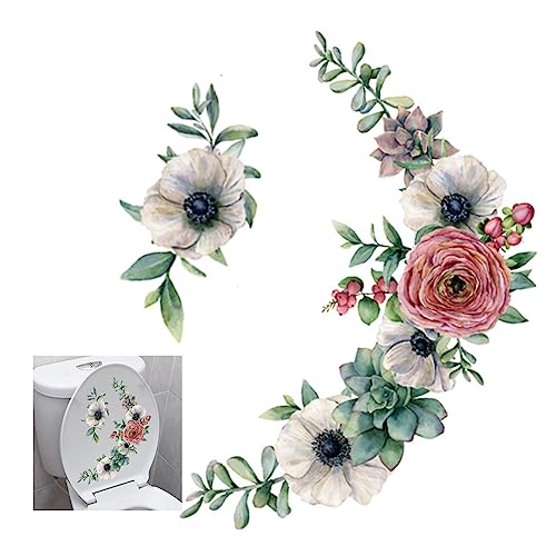 Wanfoou Aufkleber für Toilettendeckel, Türaufkleber WC mit Blumenranke, Wandsticker Badezimmer selbstklebend Klo Wandaufkleber Toilette Wandtattoo 40*30 cm von Wanfoou