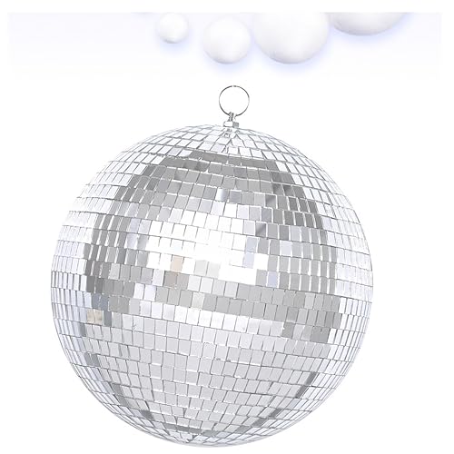 Wanfoou Spiegel-Discokugel, 20 cm Spiegelkugel, Deko Spiegelkugel zum Aufhängen, ,ideal für Partys oder DJ-Lichteffekt, Weihnachten (Silber) von Wanfoou