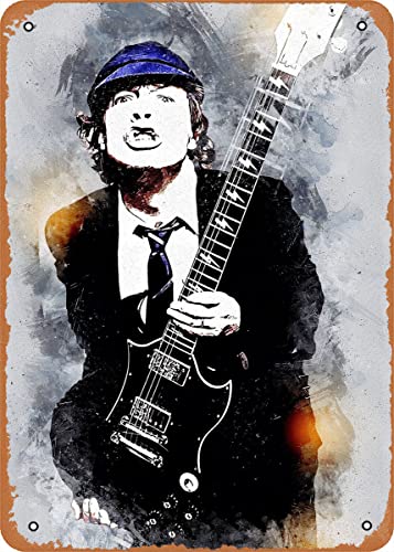 Musiker Angus Young Blechschild Poster Vintage Art Wanddekoration 30,5 x 20,3 cm von Wanfst