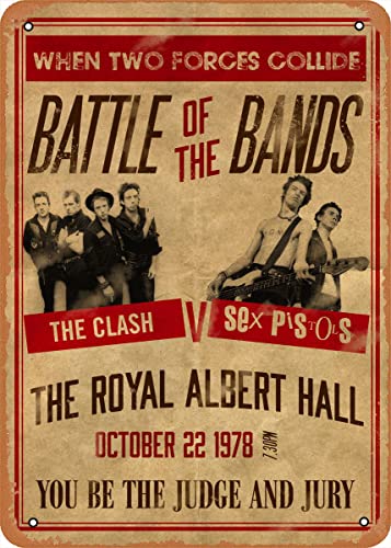 Wanfst Blechschild mit Aufschrift "Battle Of The Bands The Clash v Sex Pistolen", Vintage-Kunst, Wanddekoration, 30,5 x 20,3 cm von Wanfst