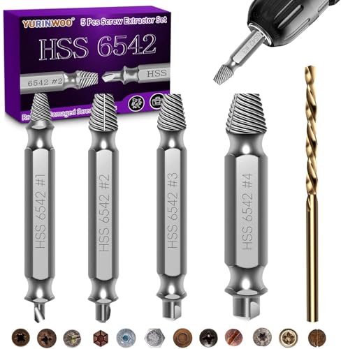 HSS 6542 Schraubenausdreher-Set, 63–65HRC Härte, Schraubenentferner und Ausdreher-Bit-Set, doppelseitiges Werkzeug zum Entfernen beschädigter abisolierter Schrauben, Schraubenausdreher + 1 HSS 6542 Schraubenausdreher-Set, 63–65HRC Härte, Schraubenentferner und Ausdreher-Bit-Set, doppelseitiges Werkzeug zum Entfernen beschädigter abisolierter Schrauben, Schraubenausdreher + 1 von WangLaoWu