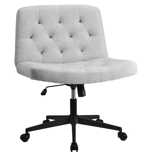 WangPangzi Armloser Bürostuhl mit mittlerer Rückenlehne, Breiter Schreibtischstuhl aus Stoff,höhenverstellbare Gaming Stuhl, Schlafzimmer Dressing Stuhl(Grau) von WangPangzi