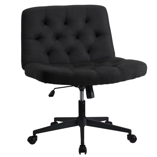 WangPangzi Armloser Bürostuhl mit mittlerer Rückenlehne, Breiter Schreibtischstuhl aus Stoff,höhenverstellbare Gaming Stuhl, Schlafzimmer Dressing Stuhl(Schwarz) von WangPangzi