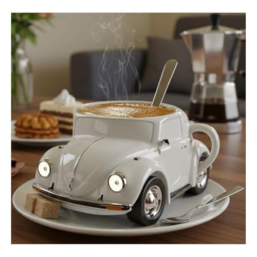 Wangark Handgefertigter Keramik-Kaffeebecher in Käferform (325 ml) – Spülmaschinenfest & Mikrowellengeeignet, Wiederverwendbar, Süßes Marienkäfer-Design von Wangark