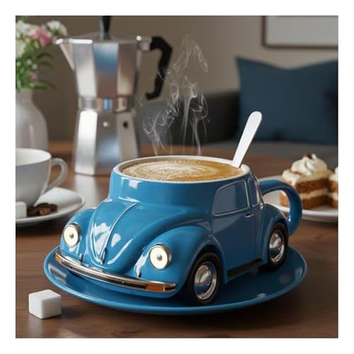 Wangark Handgefertigter Keramik-Kaffeebecher in Käferform (325 ml) – Spülmaschinenfest & Mikrowellengeeignet, Wiederverwendbar, Süßes Marienkäfer-Design von Wangark