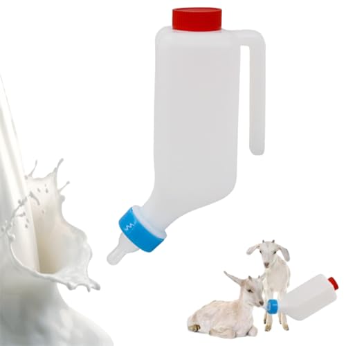 Wangark Lämmerflasche 800 ml – PP-Fütterungsflasche mit transparentem ml-Skala, Griff & Nippel, Aufzuchtflasche für Lämmer, Ziegen, Welpen & Katzen von Wangark