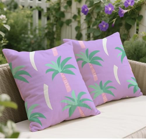 Kissenbezug 65x65 Lila Kissenbezug Deko Wohnzimmer Herbst Leinen Kuschelkissen Kokosnussbäume Muster Sofakissen Kopfkissenbezug 2er Set Quadratische Kissenhülle für Zimmer Automobil Garten w-111 von Wangdoud