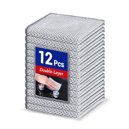 Wangjinpeng 12 Stück kratzfeste Mehrzweck-Geschirrtücher aus Stahldraht, wiederverwendbar, schnell trocknend, geruchsfrei, für Geschirr, Küchenreinigungstücher für Kochgeschirr, Spülen, Geschirr Wangjinpeng 12 Stück kratzfeste Mehrzweck-Geschirrtücher aus Stahldraht, wiederverwendbar, schnell trocknend, geruchsfrei, für Geschirr, Küchenreinigungstücher für Kochgeschirr, Spülen, Geschirr von Wangjinpeng