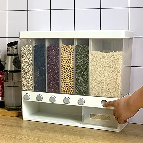 Müslispender,Wandmontage Lebensmittelspender,6 in 1 Küchen-Getreidespender an der Wand Trockenfutter Neue Behälter Lagerung,Küche Lebensmittelbehälter Lieferungen von Wangkangyi
