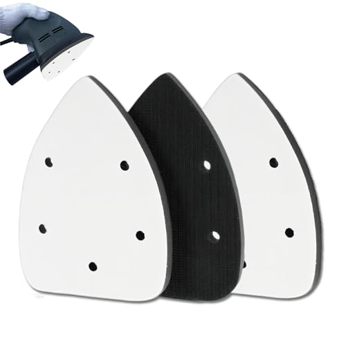 3 x Maus-Detail-Schleifunterlage, Klettschaum-Stützpads mit 5 Löchern, dreieckige Schaumstoff-Schleifpads für Holz, Metall, Möbel-Finishing von Wanheart