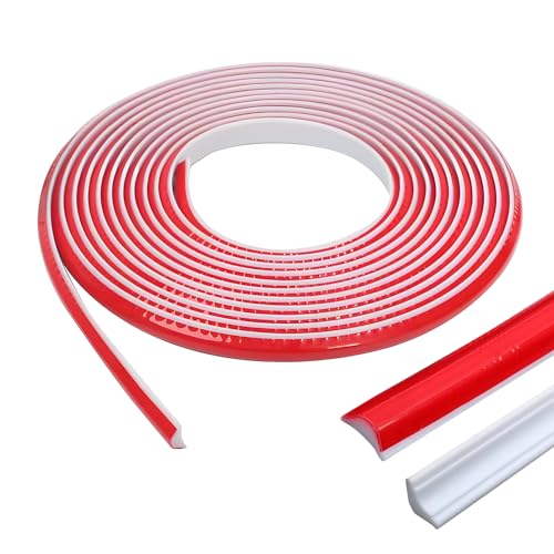 Wanheart 3 m TPE-Viertelkreisleiste, selbstklebende Sockelleiste, Duschschwellenbarriere, Dichtungsleiste für Laminatböden, Wanddecken, Schrankarbeitsplatten usw. (Weiß, 12 x 9 mm) von Wanheart