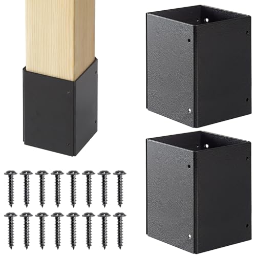 Wanhork Verstellbarer Pfostenschutz aus 304 Edelstahl (Bereich 8,4–15,2 cm), schützt Briefkästen, Deck und Zäune vor Regen und Schäden an Wartungsgeräten (2er-Set, schwarz) von Wanhork