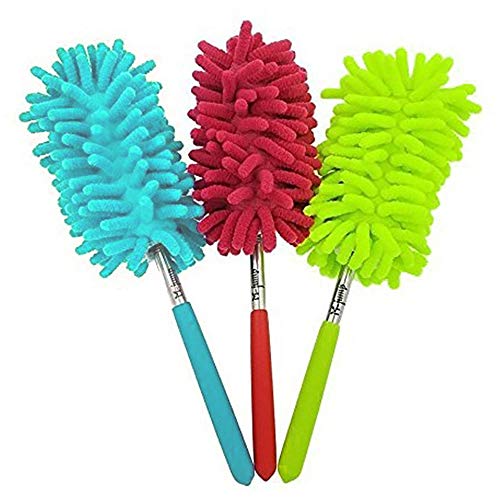 3 Stück Mikrofaser Staubwedel Teleskopstiel Duster Set,Ausziehbare Teleskop Waschbare Staubwedel Duster Biegbar Ausziehbar Mikrofaser Staubwischer Teleskop Auto Haushalts Büro Reinigungsbürste von Wankd