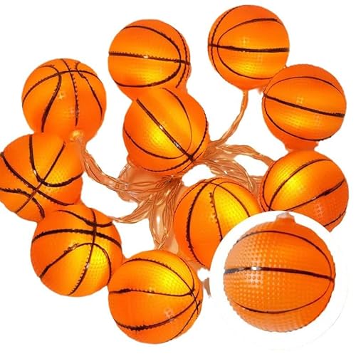 Basketball-Lichterkette, Sportball-Lichterkette USB Basketball-Lichterkette für Indoor Kinderzimmer Klassenzimmer, 3 m, 20 LED-Lichter, 5.1 cm Korbkugel, Dekorationen, Mottoparty, Basketball Geschenk von Wankd