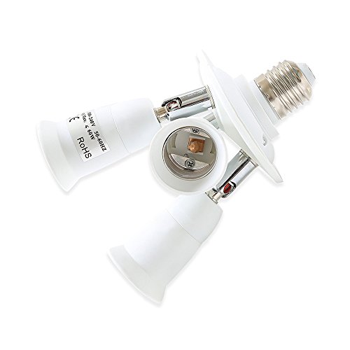 Wankd 3 in 1 Lampenfassung-Adapter,Einstellbare E26 E27 Sockel Splitter Weiß E27 Standard LED Lampenfassung Lampenfassung, 360 Grad 180 Grad Biegung von Wankd