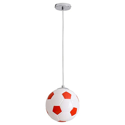 Wankd Kinderzimmer Licht Kreative Fußball Pendelleuchte Moderne LED Junge Mädchen Augenschutz Deckenleuchte E27 Wohnzimmer Schlafzimmer Kindergarten Dekoration Licht (Rot) von Wankd